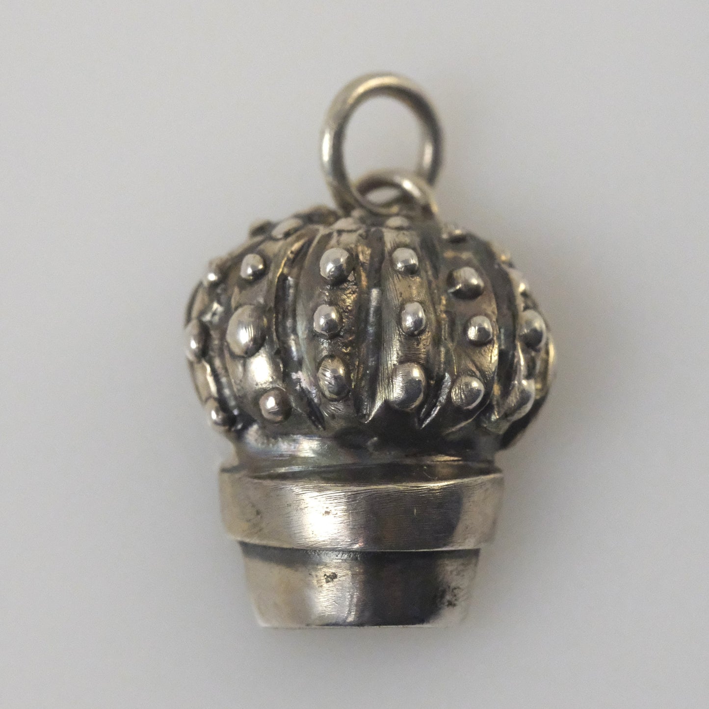 Silver cactus pendant handmade by VerdeRame Jewels