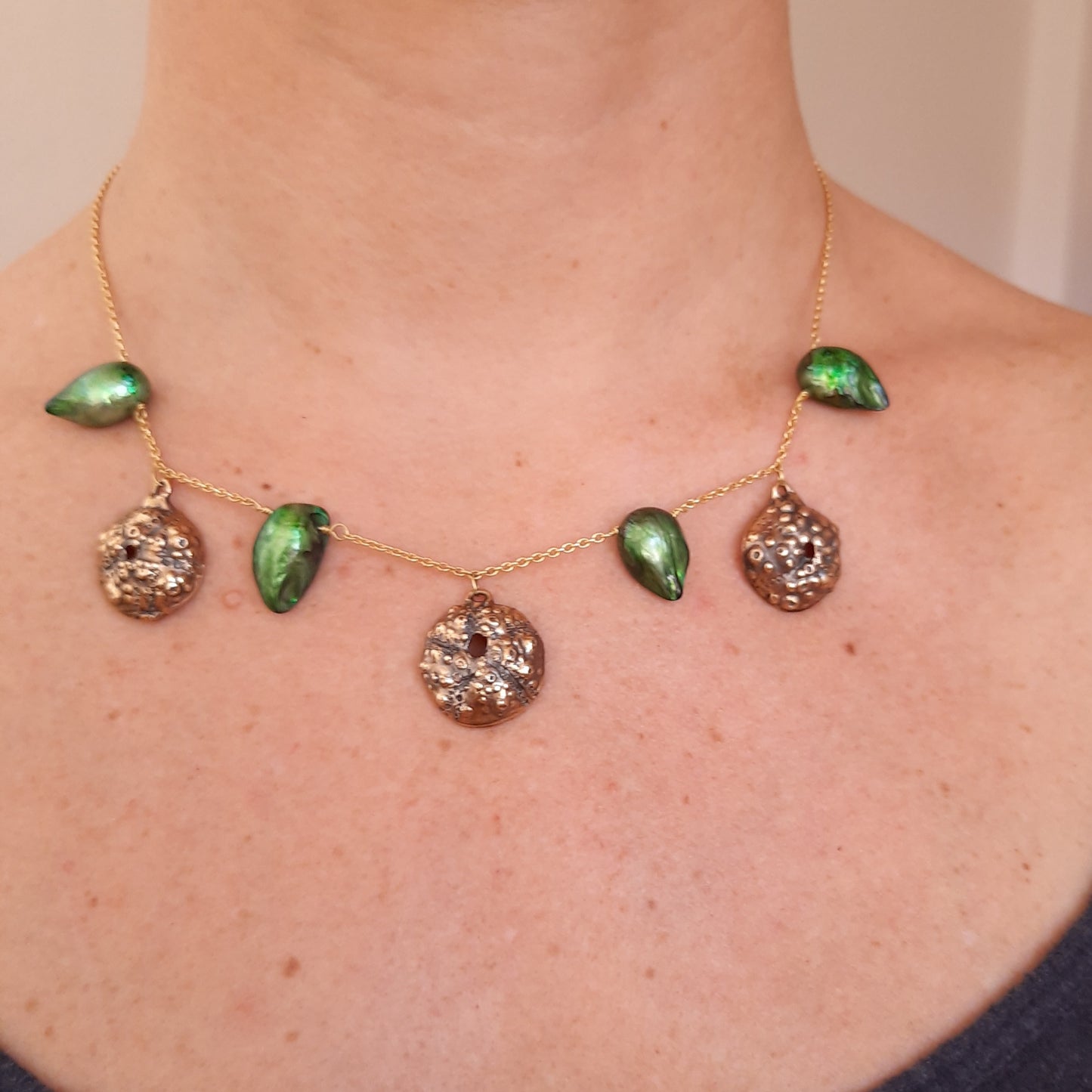 Unique handcrafted sea urchin shell necklace