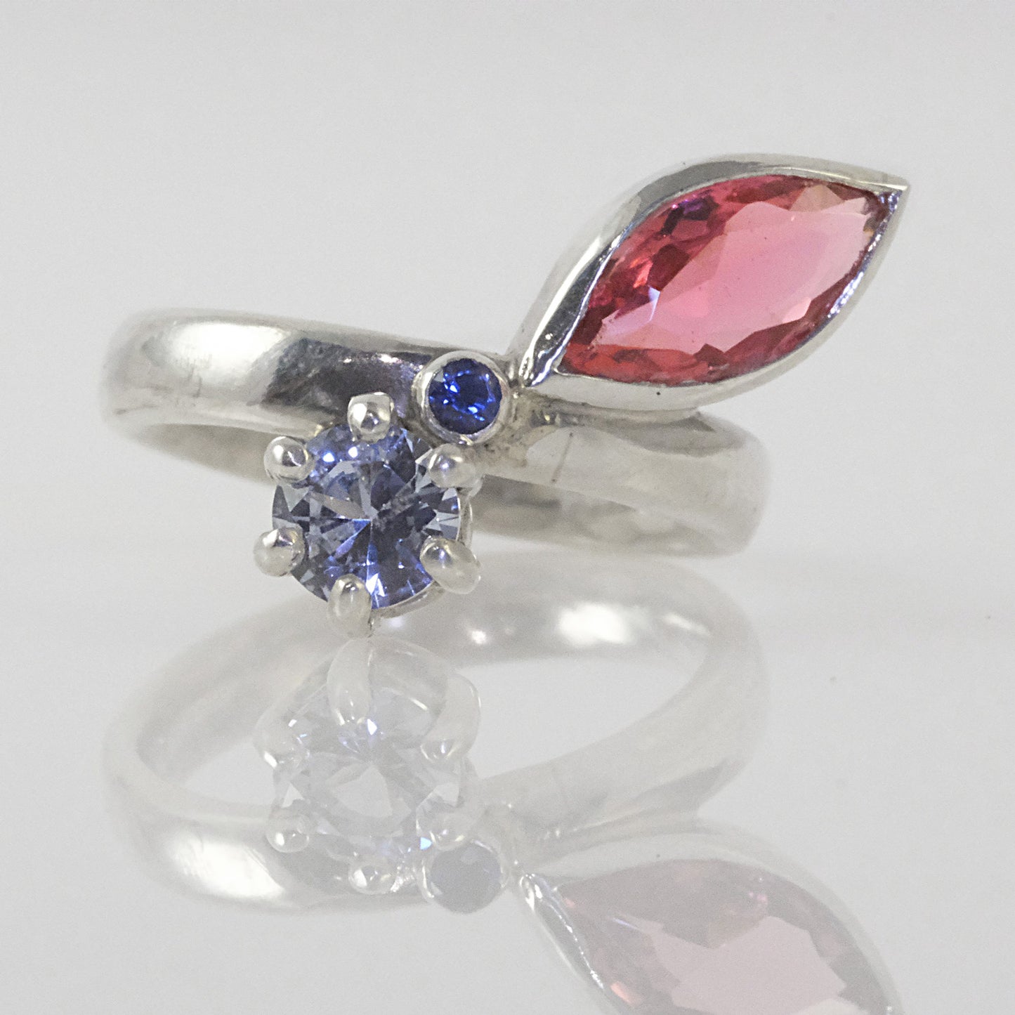 Customisable sterling silver ring with colourful crystals