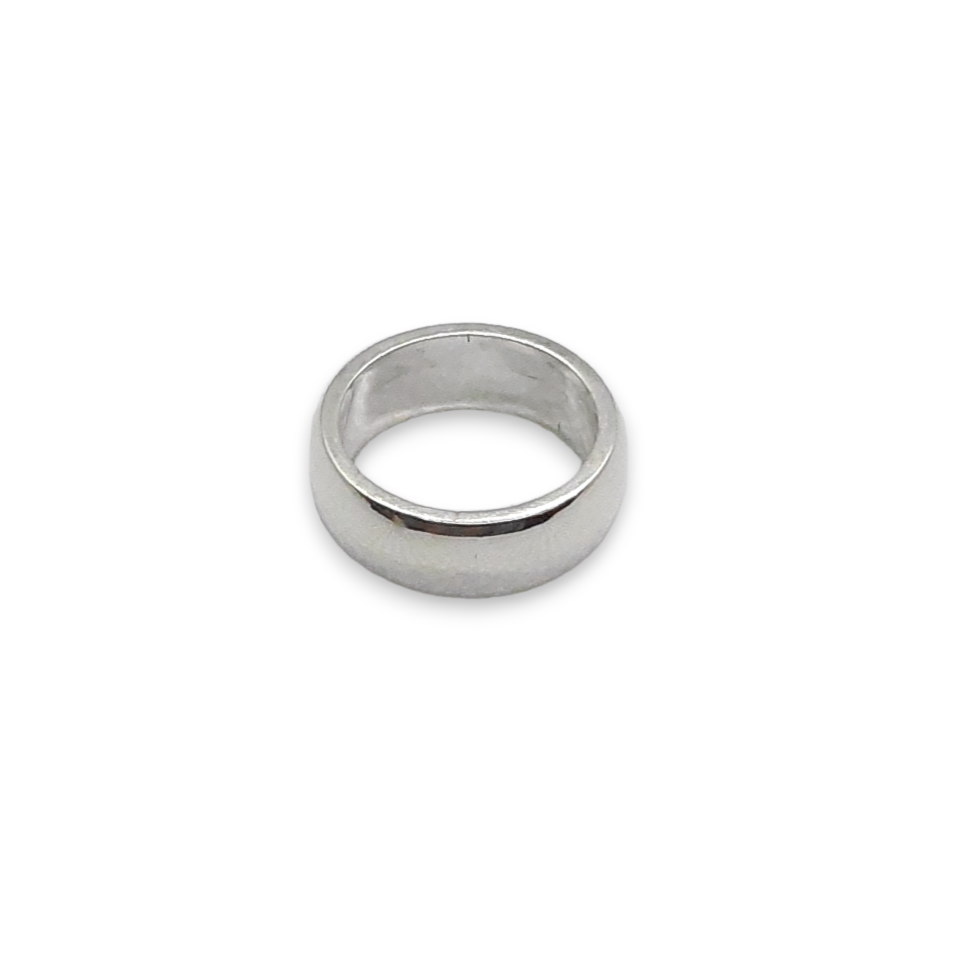 Rounded silver ring handmade to order by VerdeRame Jewels