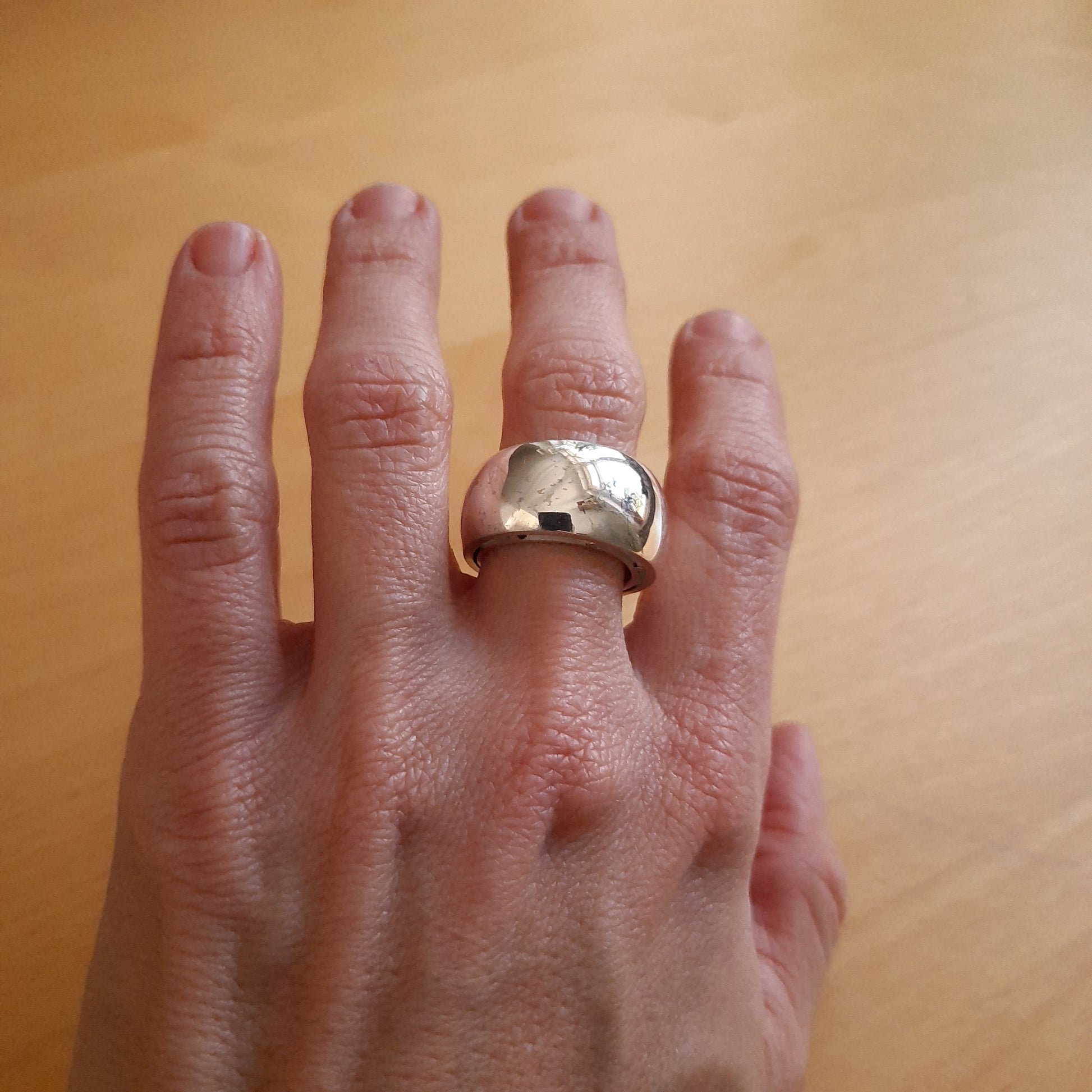 Silver domed ring handmade by VerdeRame Jewels