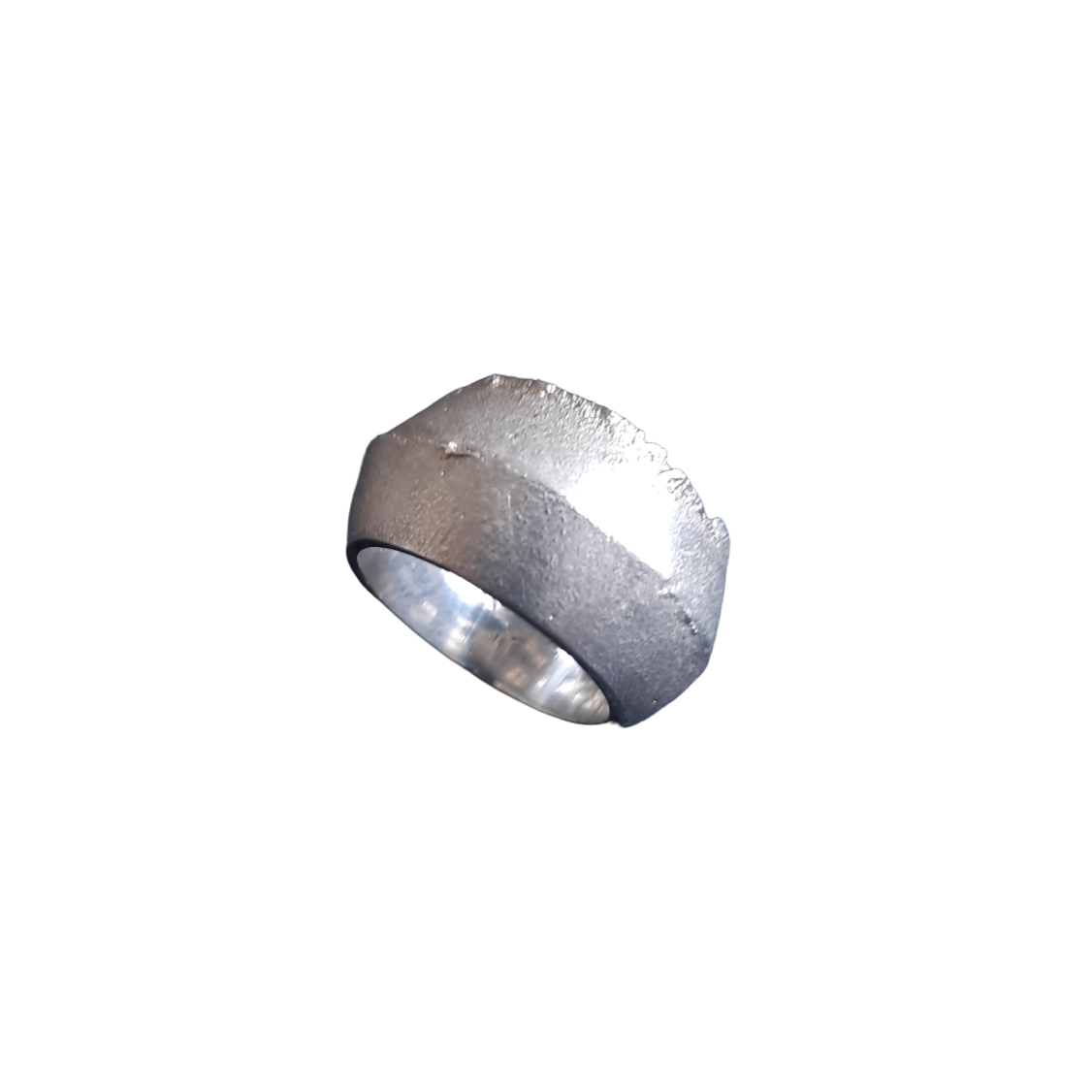 Chunky sand cast silver ring handmade by VerdeRame Jewels