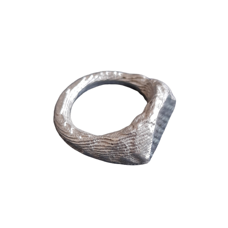 Cuttlefish cast signet ring handmade by VerdeRame Jewels