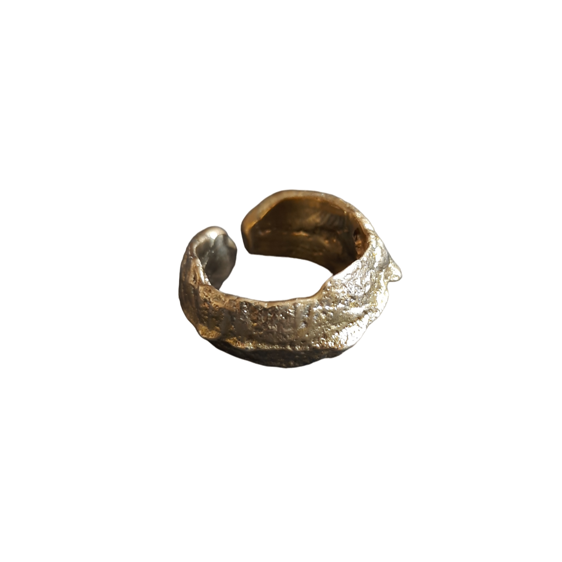 Chunky sand cast bronze ring handmade by VerdeRame Jewels