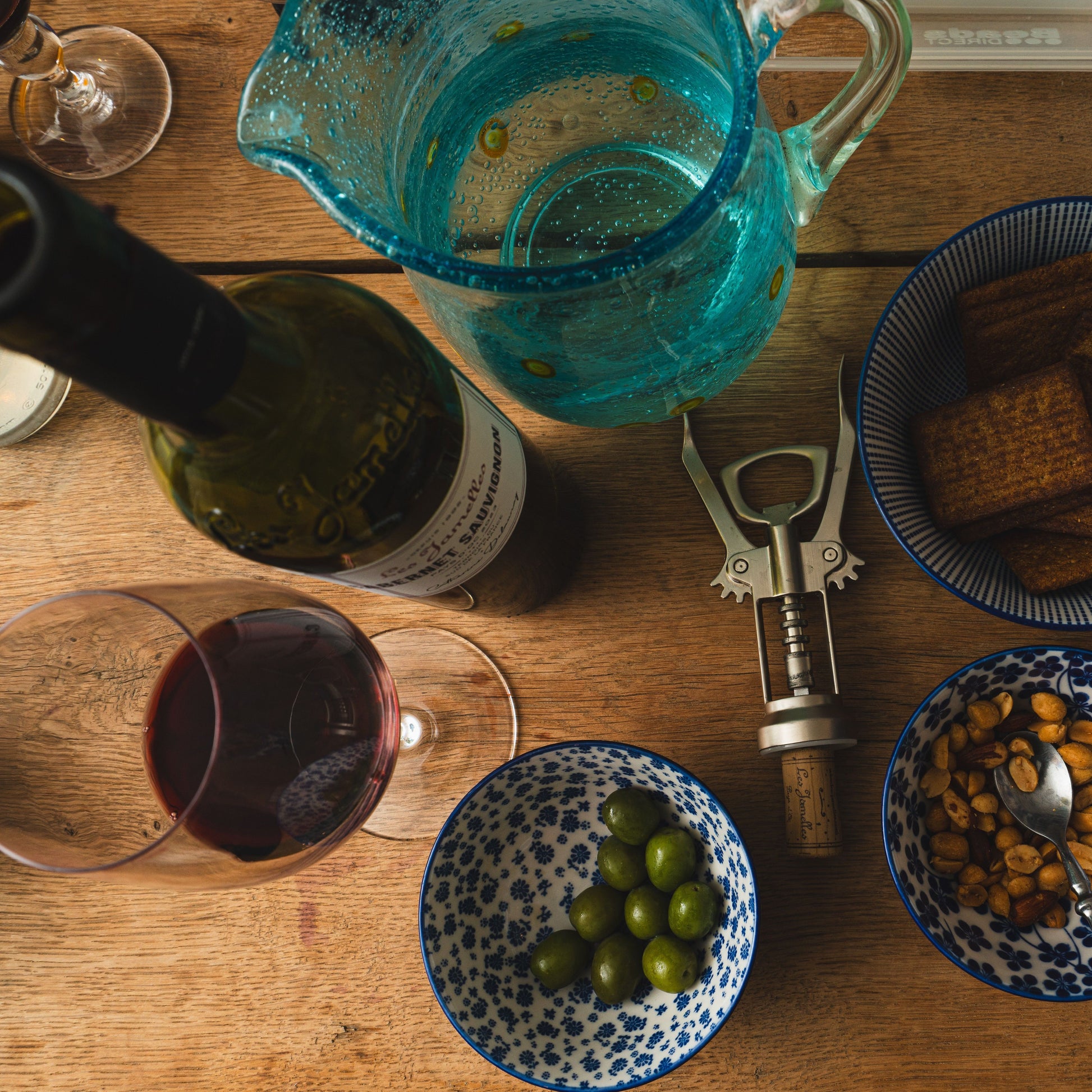 Selection of wine and snacks for jewellery workshop at Petisco wine and tapas, Copenhagen