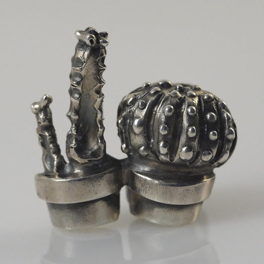 Double cactus pendant by VerdeRame Jewels