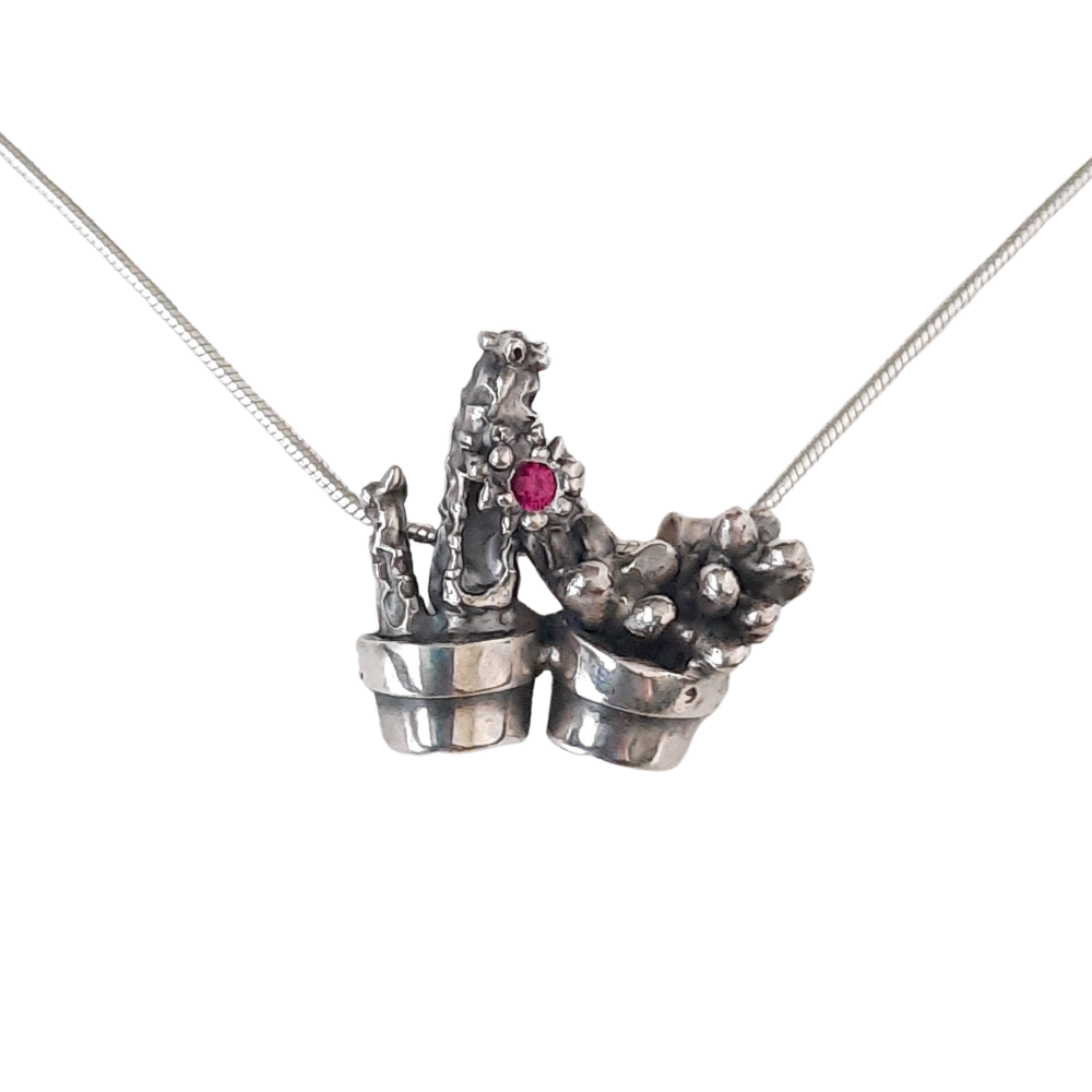 Cacti pendant by VerdeRame Jewels