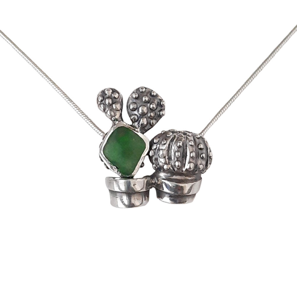 Cacti pendant by VerdeRame Jewels