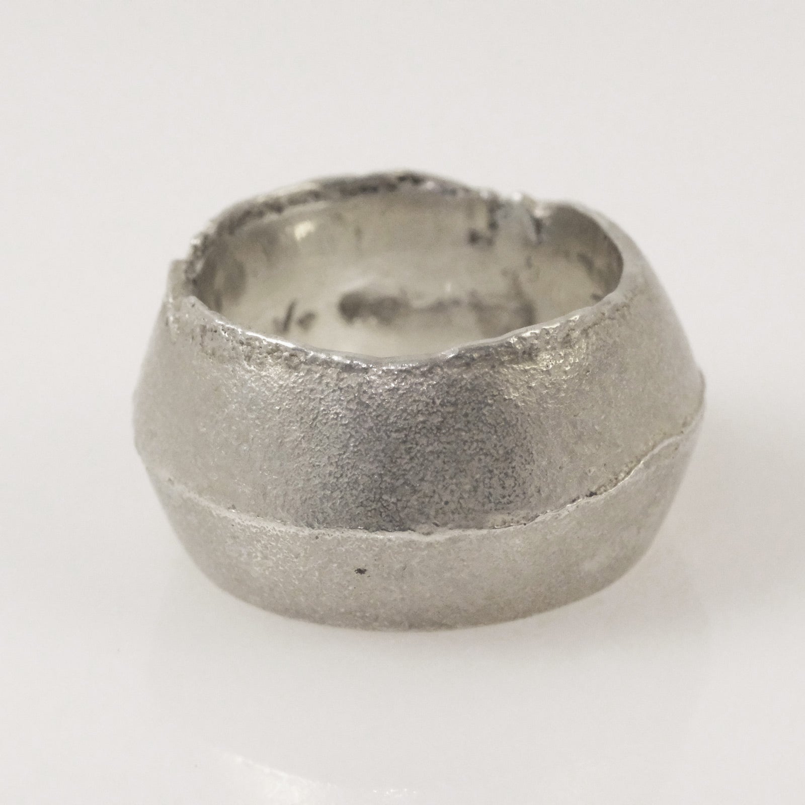 Chunky sand cast silver ring handmade by VerdeRame Jewels