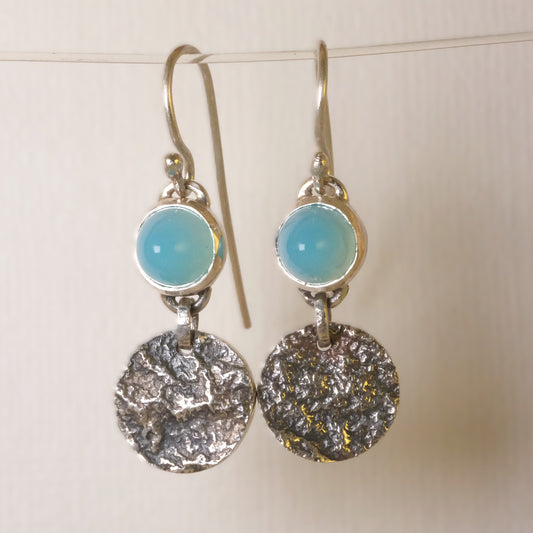 Ripple silver and blue chalcedony earrings by VerdeRame Jewels