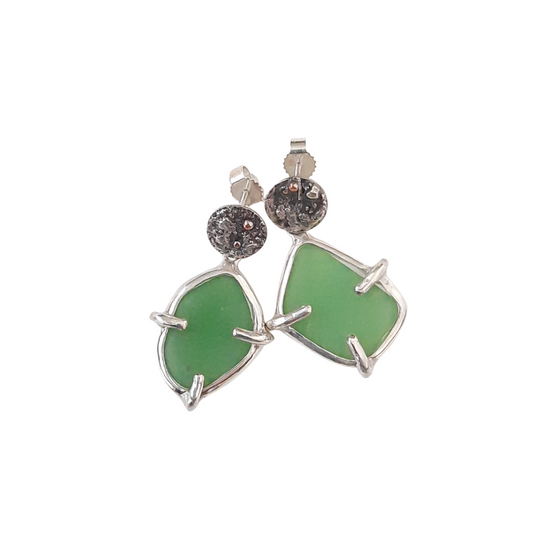 Sea glass studs handmade by VerdeRame Jewels