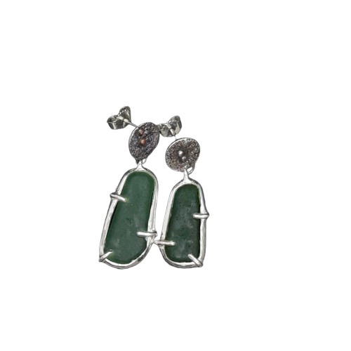 Sea glass studs handmade by VerdeRame Jewels