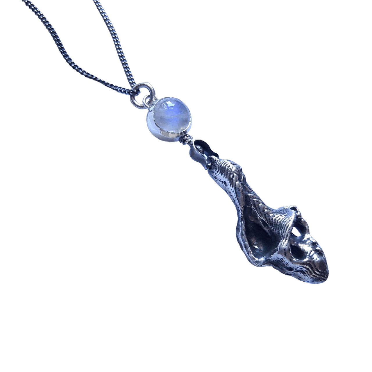 Sepia cast sea shell silver pendant with moonstone by VerdeRame Jewels