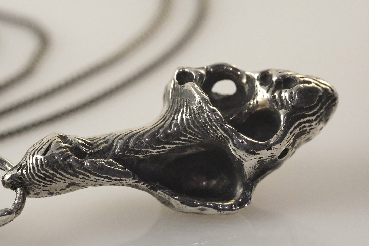 Cuttlefish cast sea shell silver pendant with moonstone by VerdeRame Jewels