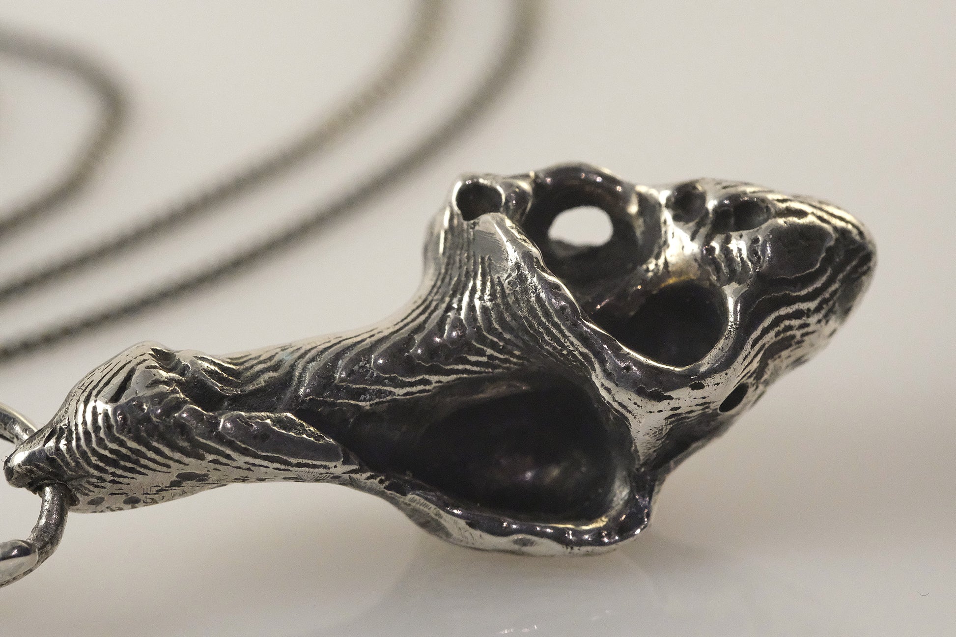 Cuttlefish cast sea shell silver pendant with moonstone by VerdeRame Jewels
