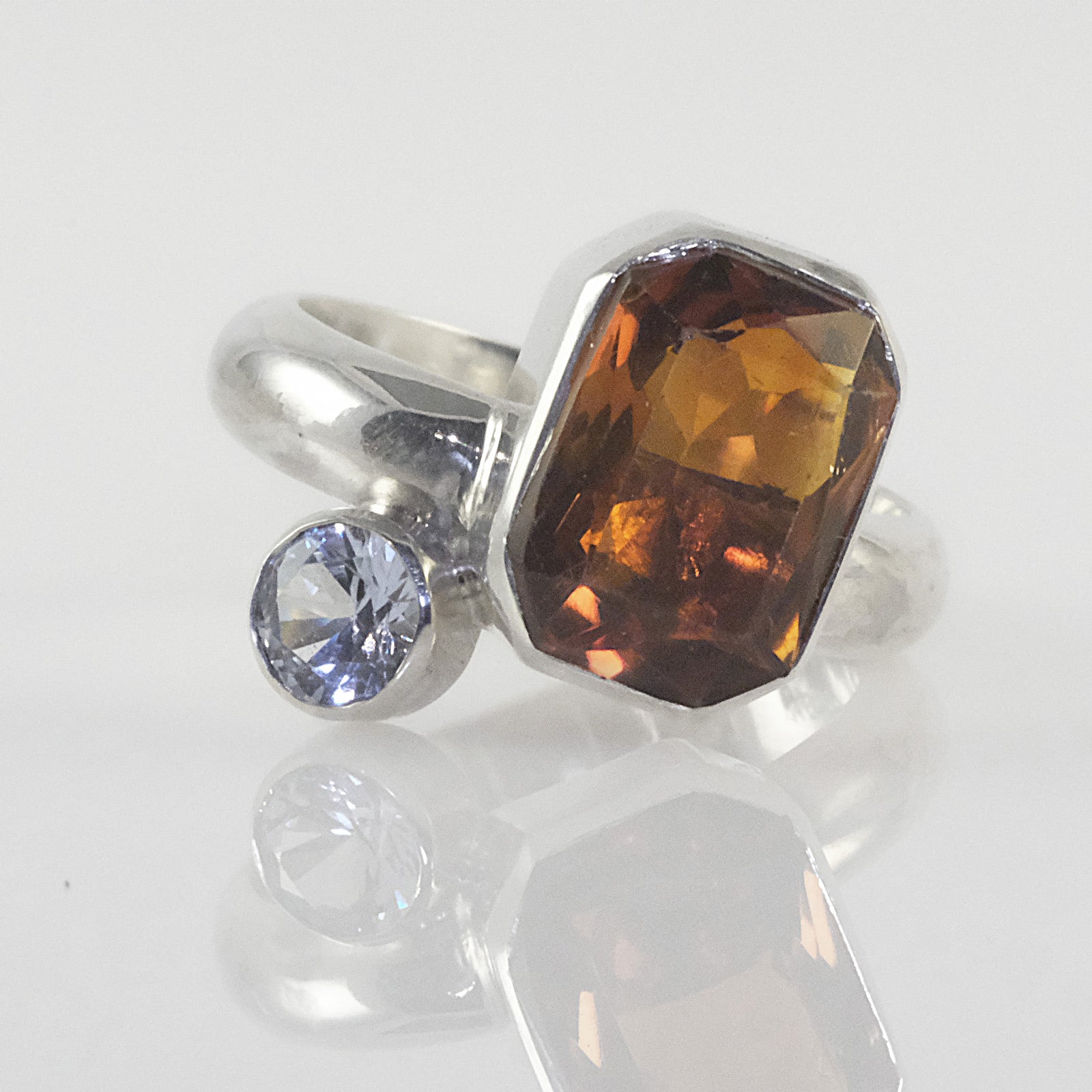 Personalised silver ring with double coloured stones