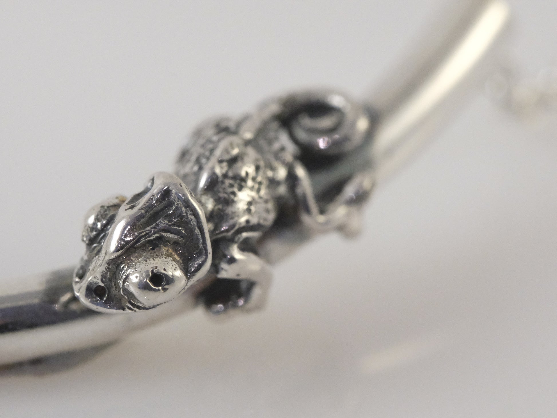 Small chameleon pendant sterling silver handmade necklace