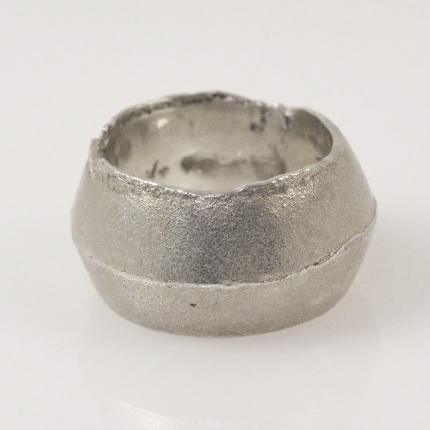 Handmade silver statement ring, organic sand cast finish