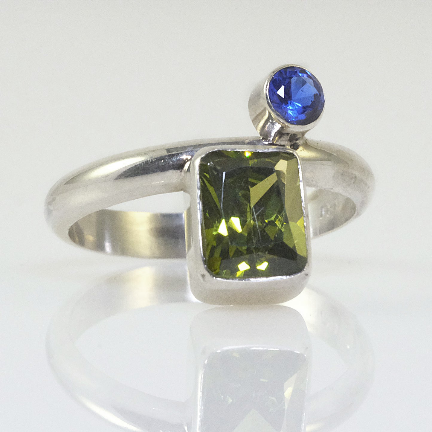 Customisable sterling silver rings with coloured stones