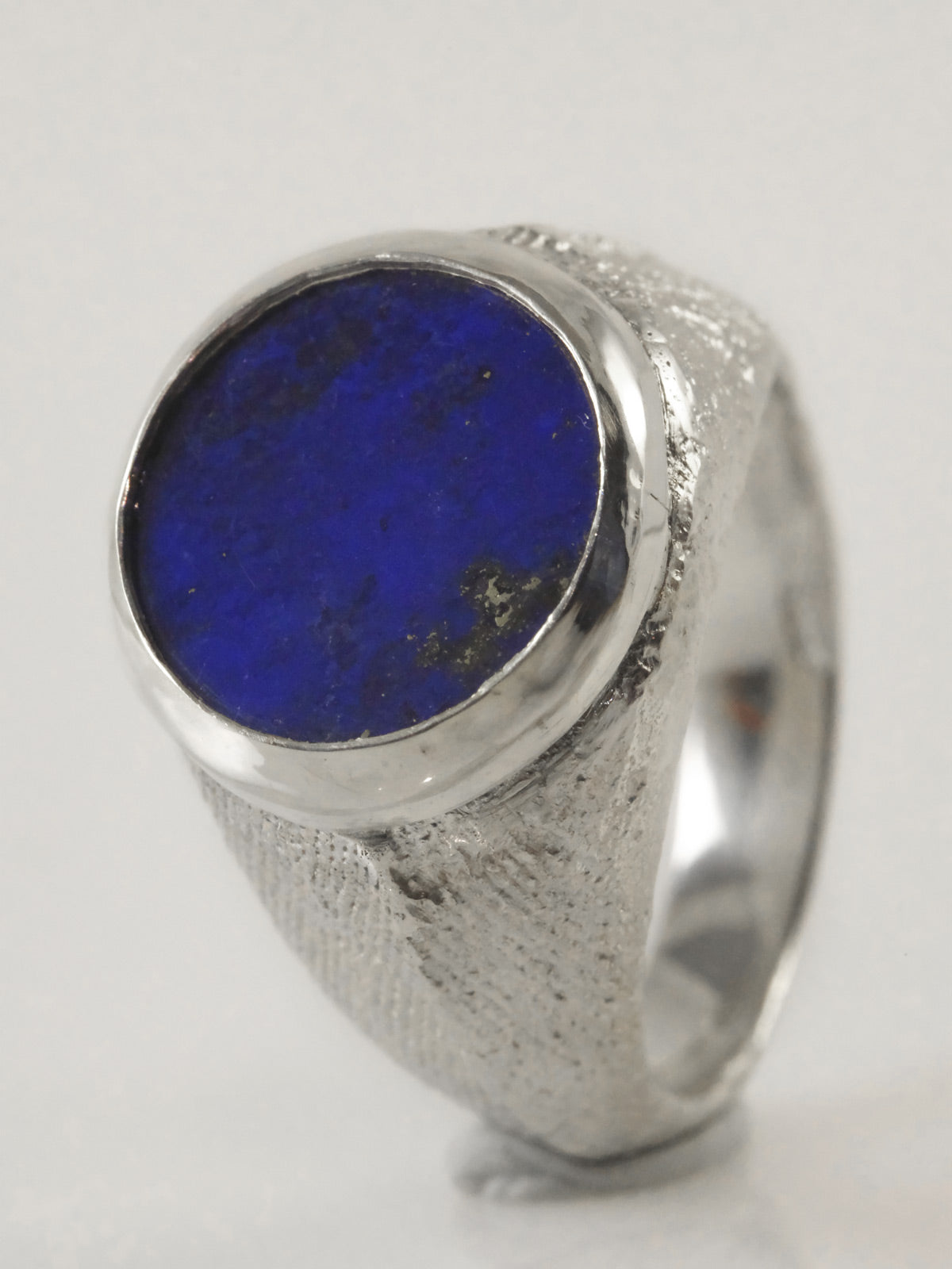 Unique statement silver ring with lapis lazuli, handmade in Copenhagen