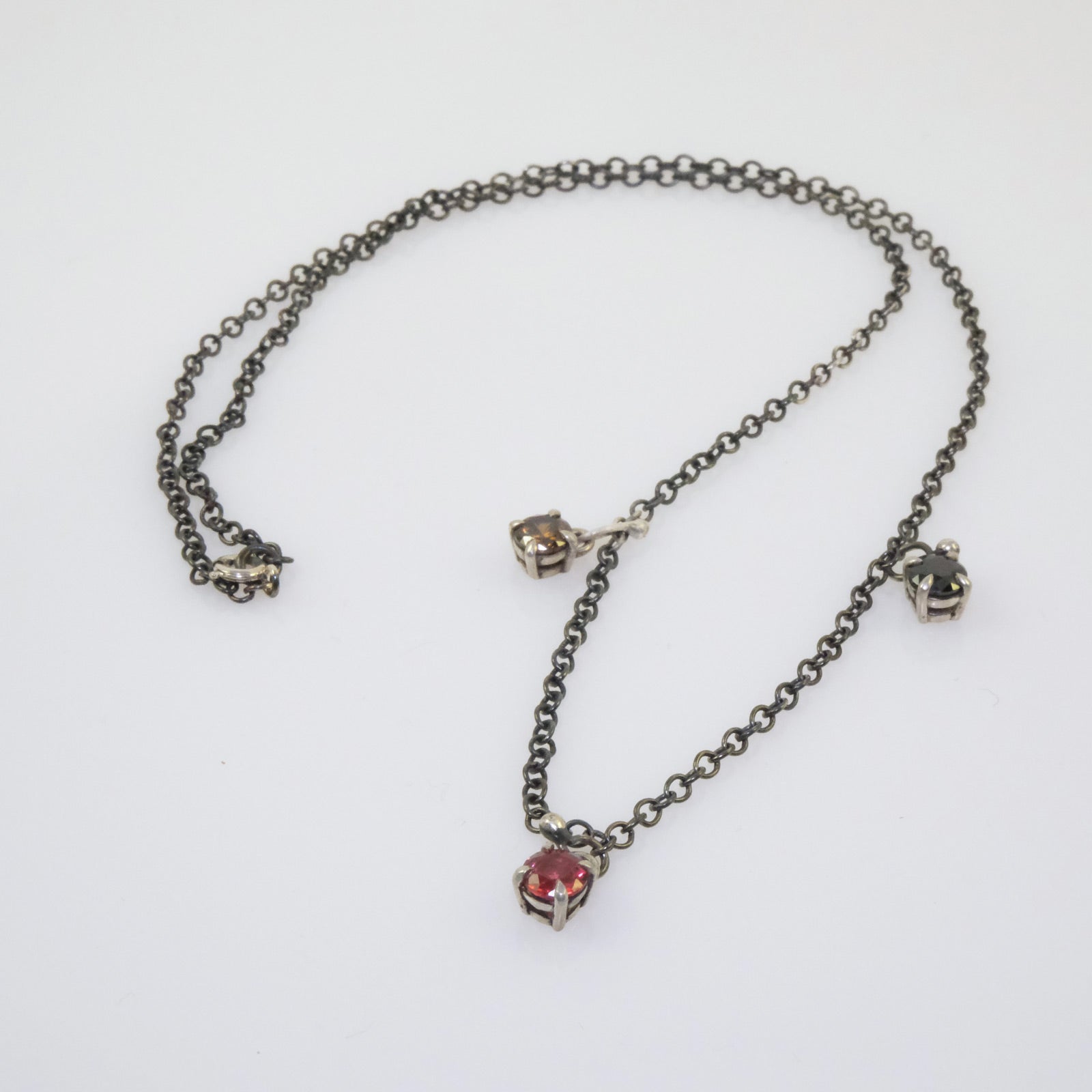 Handcrafted sterling silver necklace with round crystals by VerdeRame Jewels