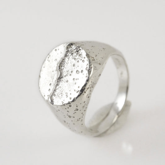 Handcrafted sand-cast sterling silver signet ring, VerdeRame Jewels Copenhagen