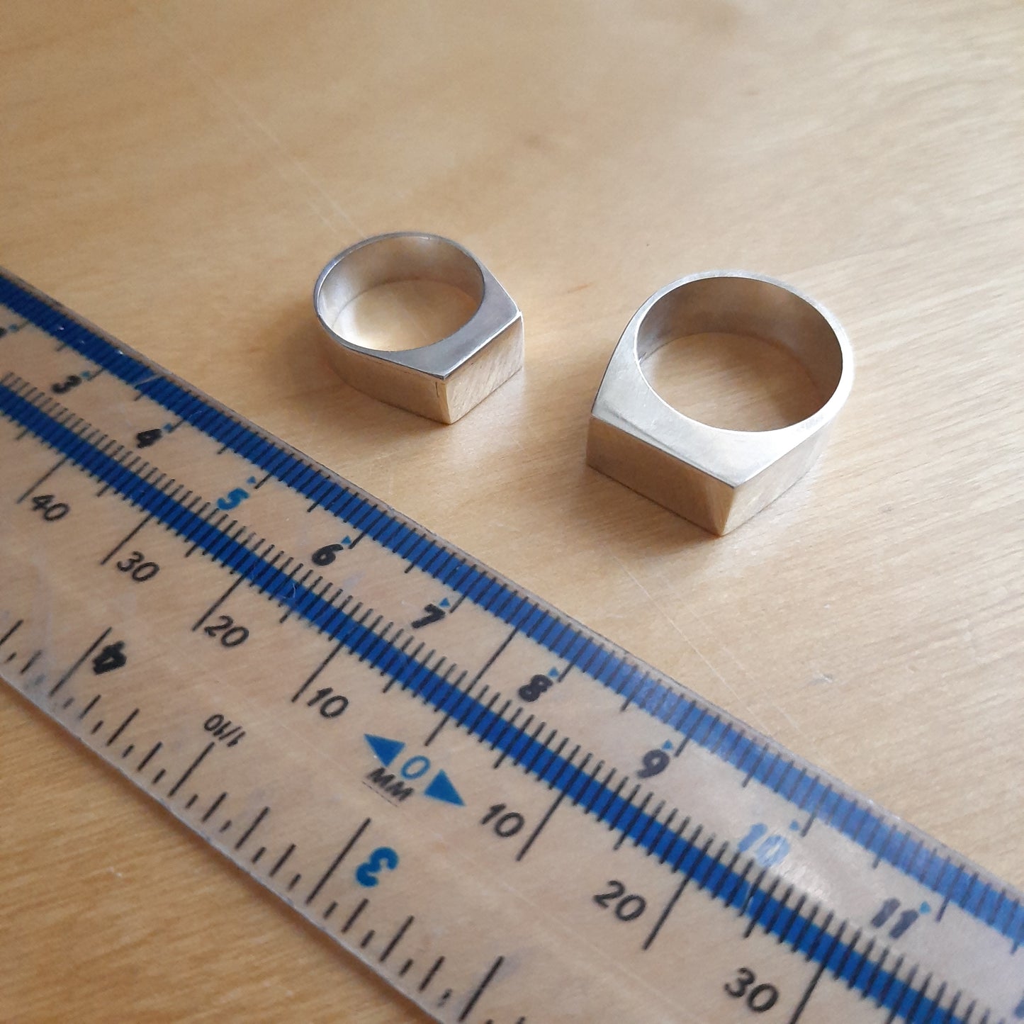 Contemporary geometric signet ring made to order